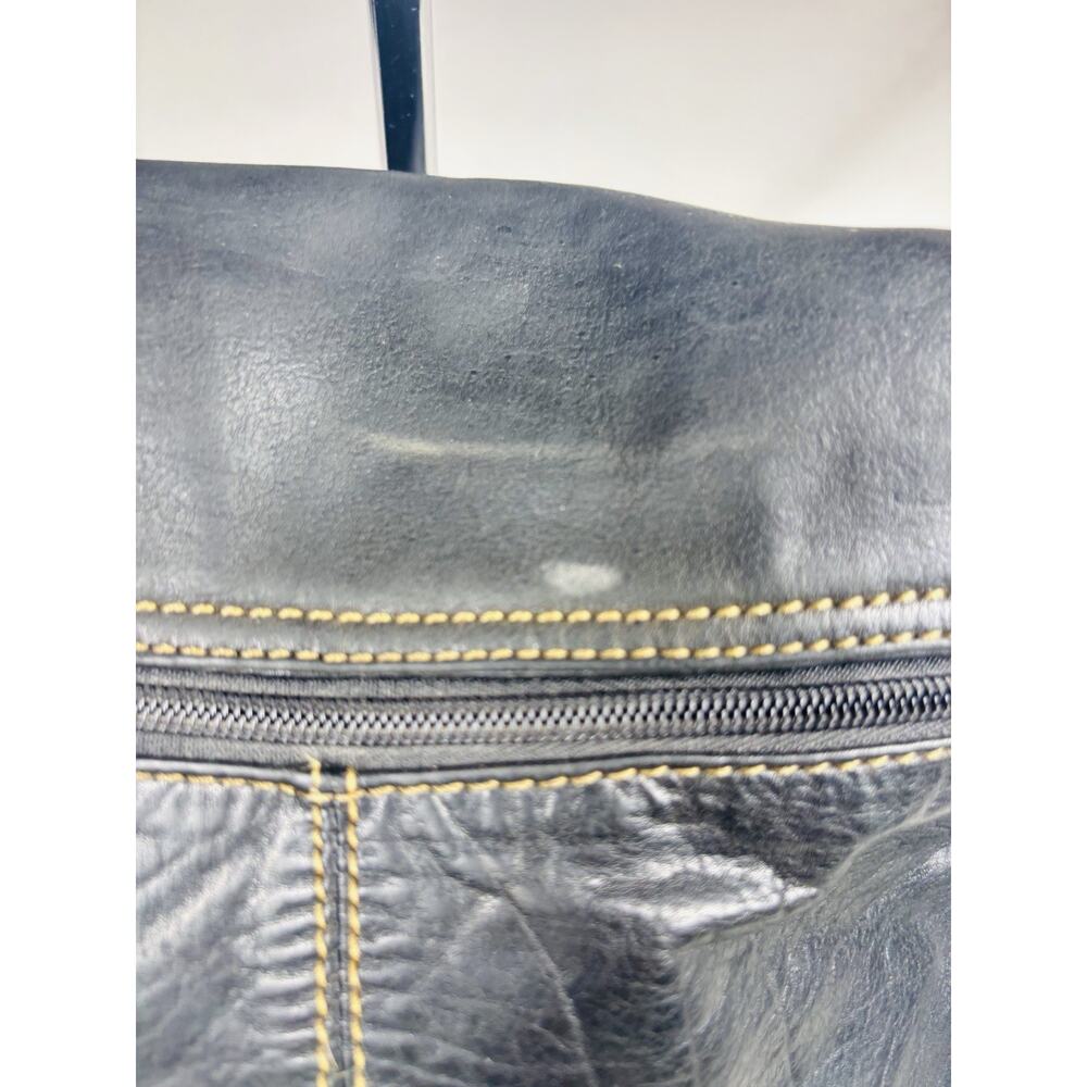 Jack Georges VTG Voyager Crossbody Bag Black Messenger Leather Distressed - Picture 11 of 16